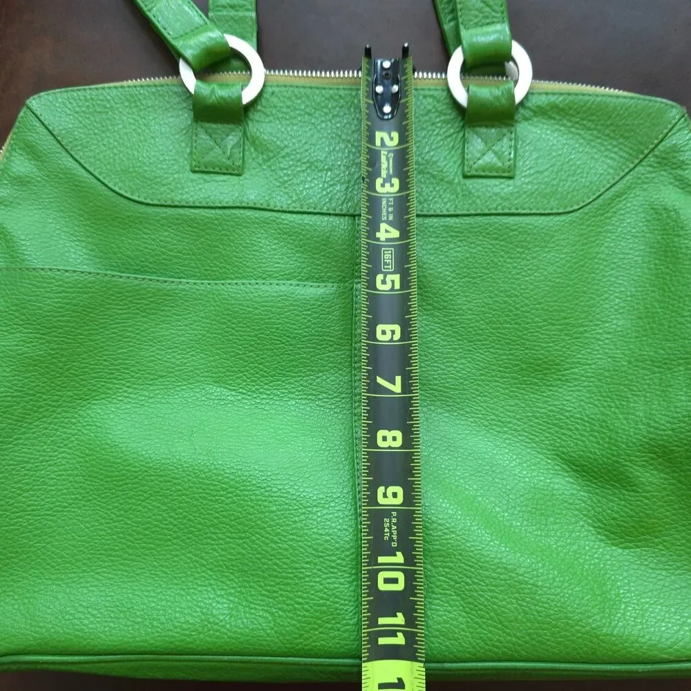Vintage Latico Leathers Kelly Green Leather Laptop Tote USA Organizer Bag Rare